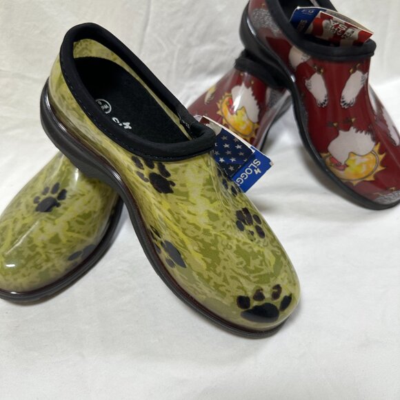 Two for One Price!!! Sloggers Waterproof Rain Shoes - Paw Green & Red Chicken - Picture 3 of 4